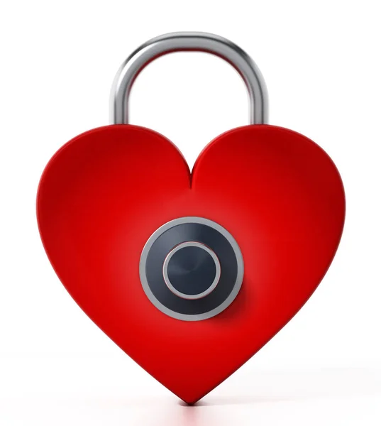 Locked red heart with dial. 3D illustration — Stock Photo, Image