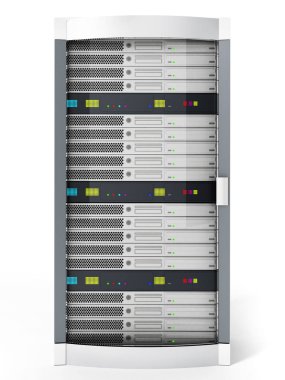 Beyaz arka plan üzerinde izole beyaz veri sunucusu. 3D çizim