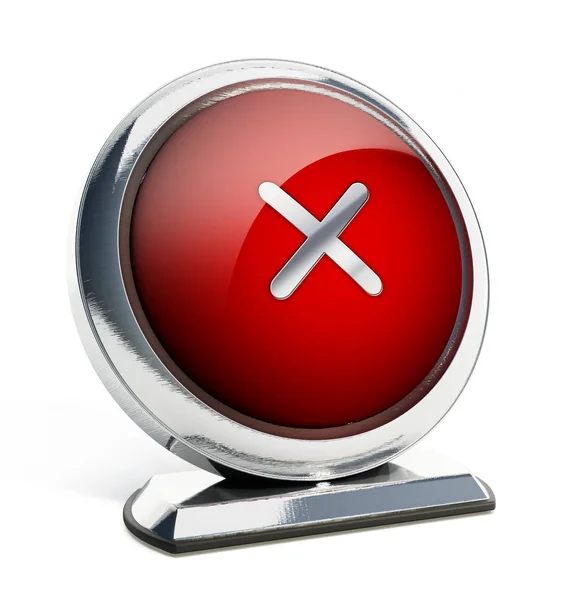 Glossy red button with cross symbol. 3D illustration — Stock Photo, Image