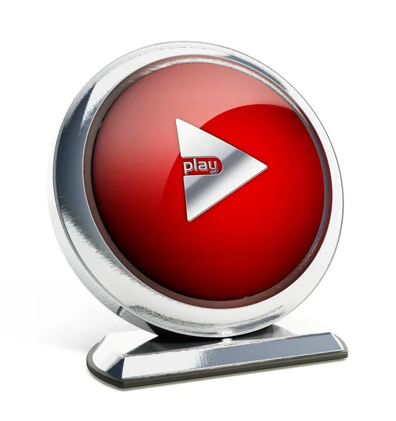 Glossy red button with play button. — Stock Photo, Image