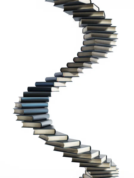 Escadaria espiral em forma de livros multicoloridos. Ilustração 3D — Fotografia de Stock