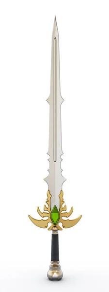 Espada antigua aislada sobre fondo blanco. Ilustración 3D — Foto de Stock