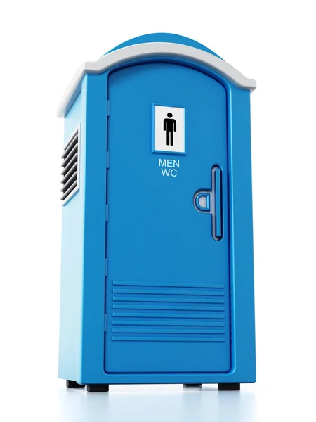 Portatile uomini blu WC. Illustrazione 3D — Foto Stock