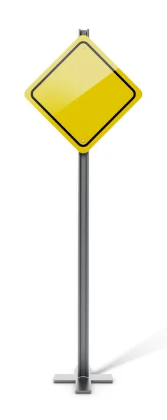 Yellow blank traffic sign isolated on white background. 3D illustration — Stock Photo, Image