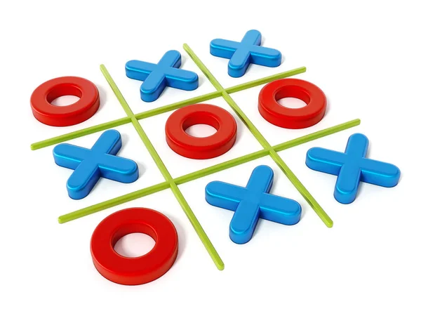 Tic tac toe game isolated on white background. 3D illustration — Stock Photo, Image