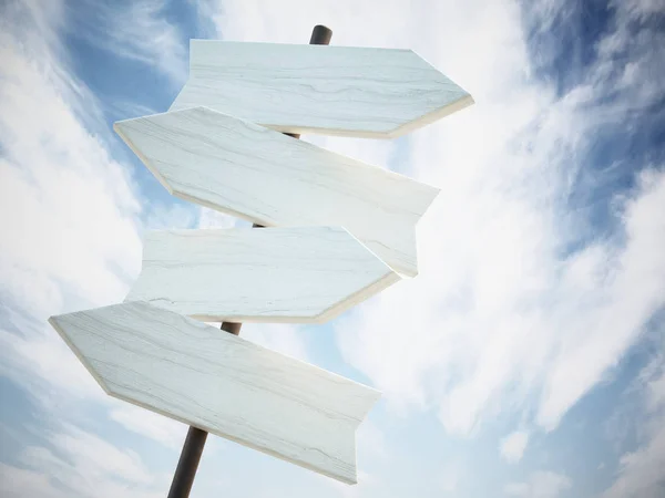 Schild mit leeren Pfeilen vor Himmelshintergrund — Stockfoto