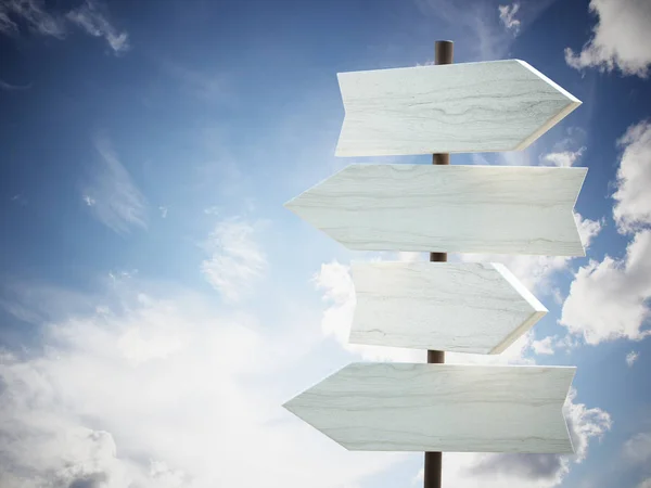 Signboard with blank arrows against sky background — Stock Photo, Image