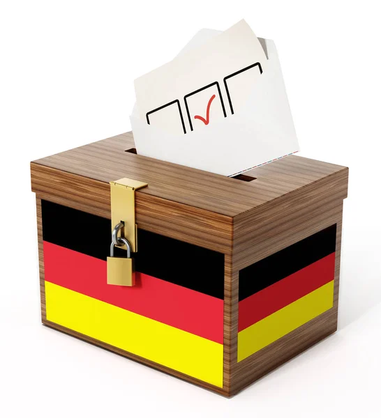 Bandera alemana con textura de las urnas y sobre. Ilustración 3D — Foto de Stock