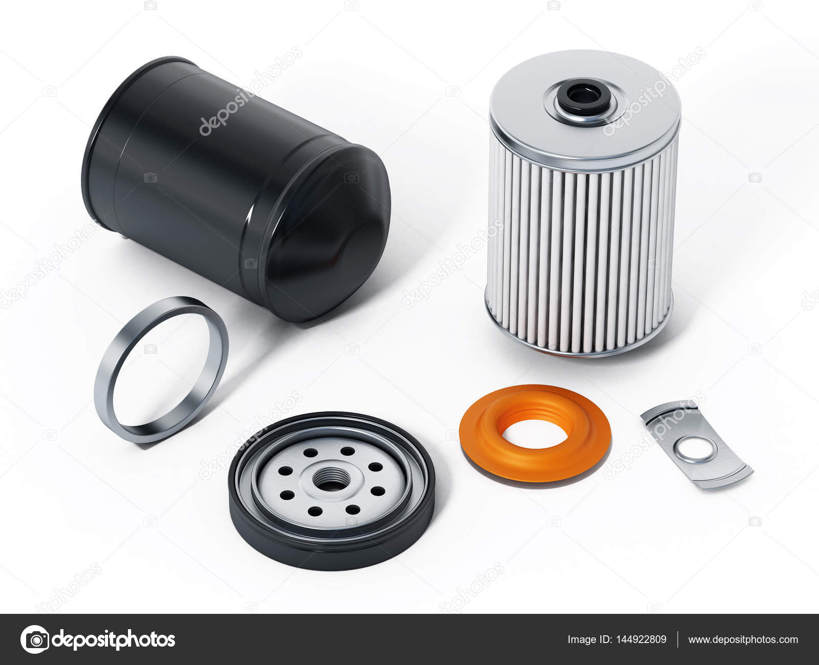 Spare new oil filter exploded perspective. 3D illustration Stock Photo by ©destinacigdem 144922809