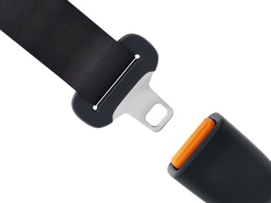 Emniyet kemeri beyaz arka plan üzerinde izole. 3D çizim