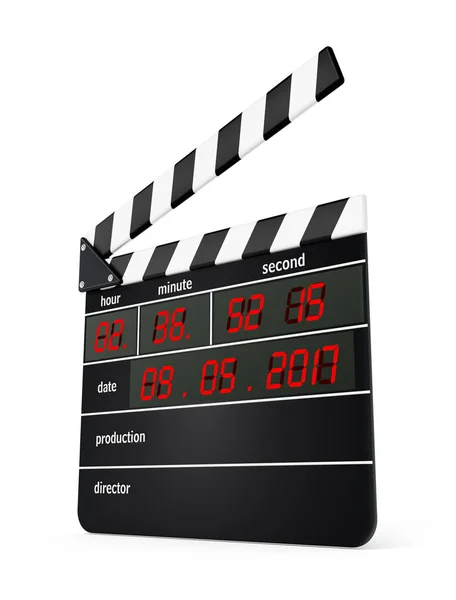 Digital clapboard isolated on white background. 3D illustration — Stock Photo, Image
