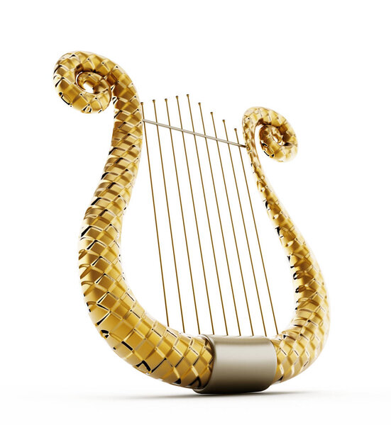 Harp isolated on white background. 3D illustration
