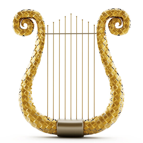 Harp isolated on white background. 3D illustration