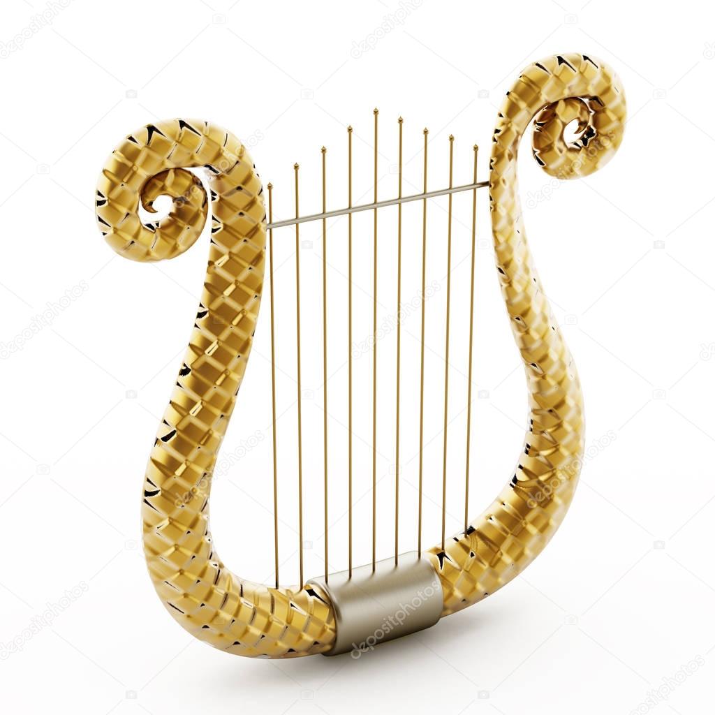 Harp isolated on white background. 3D illustration