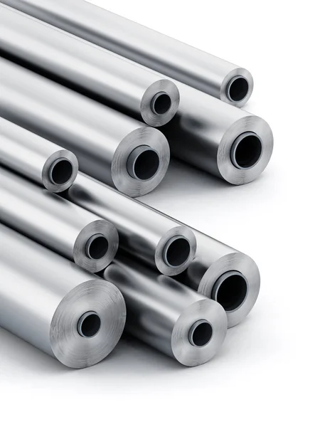 Aluminum tubes isolated on white background. 3D illustration — Stock Photo, Image