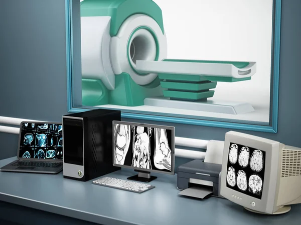 Magnetic Resonance Imaging MRI device and computer systems — Stock Photo, Image