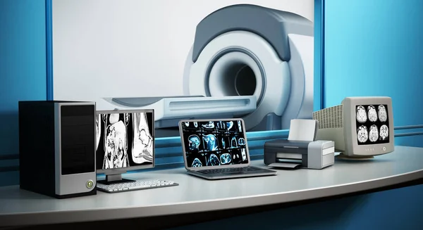 Magnetic Resonance Imaging MRI device and computer systems — Stock Photo, Image