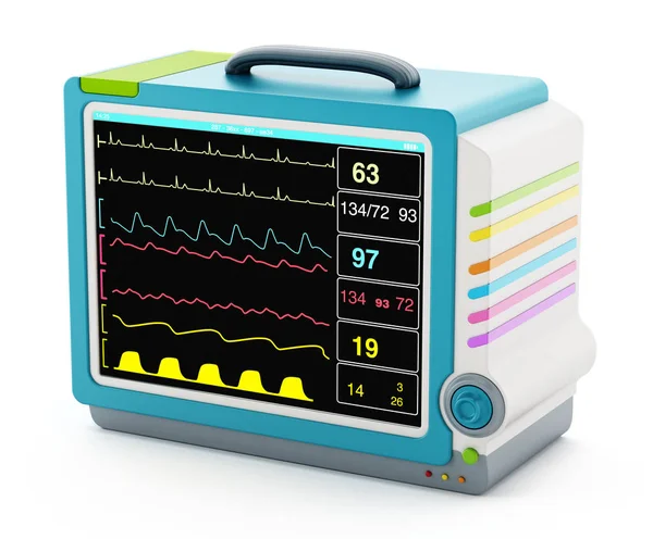 Monitor médico que muestra información vital de salud. Ilustración 3D — Foto de Stock