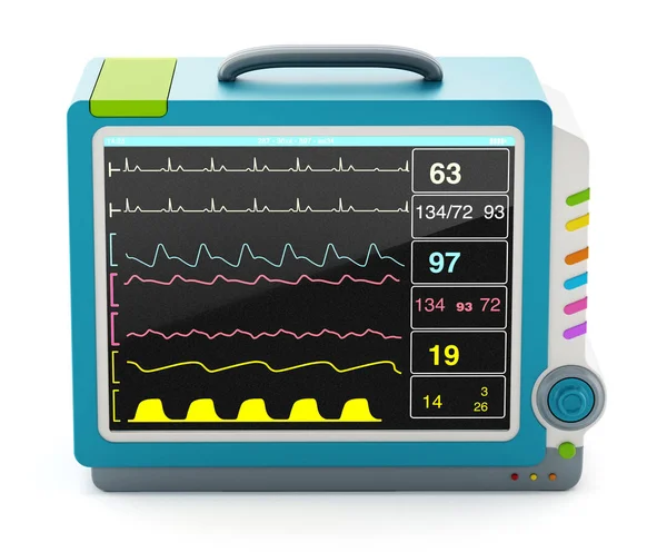 Monitor médico mostrando informações vitais de saúde. Ilustração 3D — Fotografia de Stock