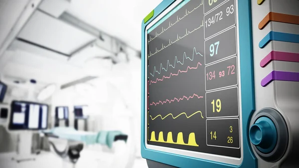 Monitor médico que muestra información vital de salud. Ilustración 3D — Foto de Stock