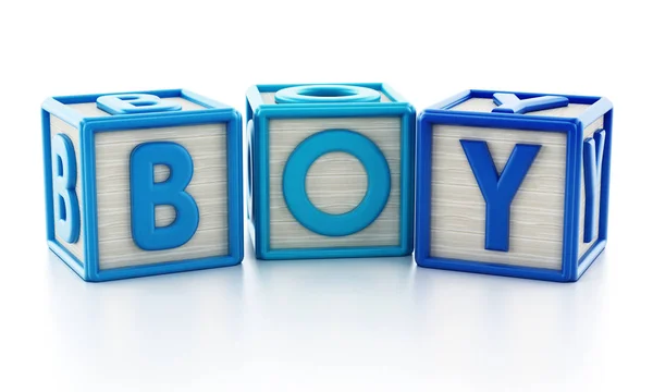 Cubos de brinquedo coloridos formando palavra do bebê. Ilustração 3D — Fotografia de Stock