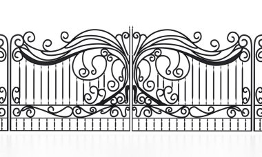 Wrought iron gate isolated on white background. 3D illustration clipart