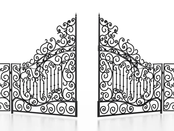 Wrought iron gate isolated on white background. 3D illustration — Stock Photo, Image