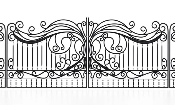 Wrought iron gate isolated on white background. 3D illustration — Stock Photo, Image