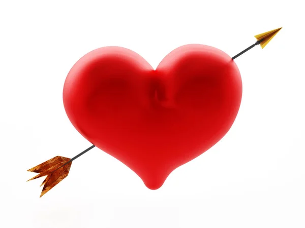 Freccia nel cuore. Illustrazione 3D — Foto Stock