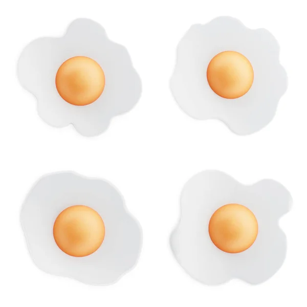 Жареные яйца изолированы на белом фоне. 3D иллюстрация — стоковое фото