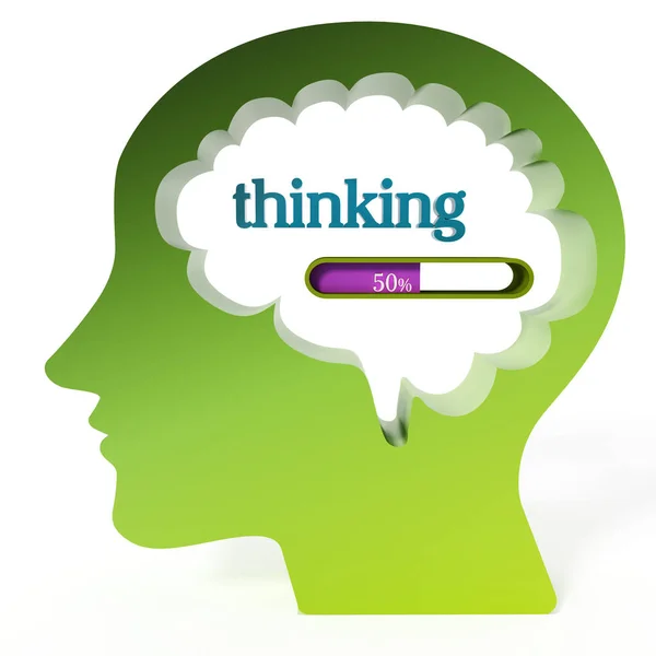 Thinking word and loading bar iin the brain. 3D illustration — Stock Photo, Image