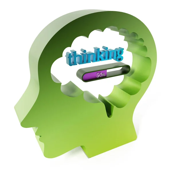 Thinking word and loading bar iin the brain. 3D illustration — Stock Photo, Image