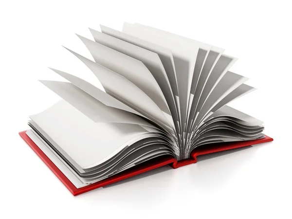 Ouvrir le livre avec des pages blanches vierges. Illustration 3D — Photo