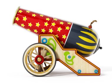 Circus cannon isolated on white background. 3D illustration clipart