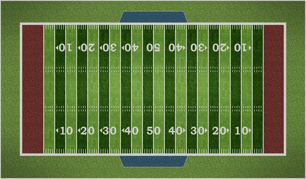 Beyaz arka plan üzerinde izole Amerikan futbol sahası. 3D çizim — Stok fotoğraf