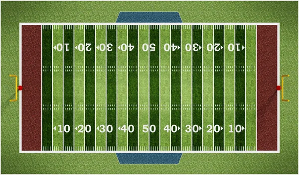 Campo di football americano isolato su sfondo bianco. Illustrazione 3D — Foto Stock