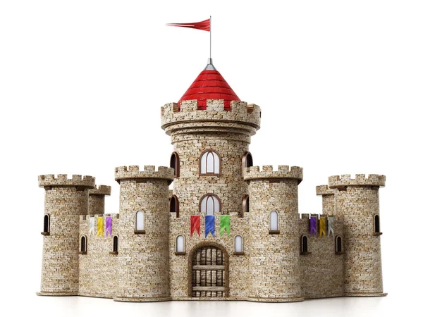 Fantastický středověký hrad izolovaných na bílém pozadí — Stock fotografie