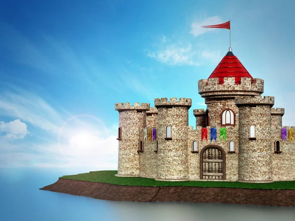Fantastisch middeleeuws kasteel onder dramatische hemel — Stockfoto
