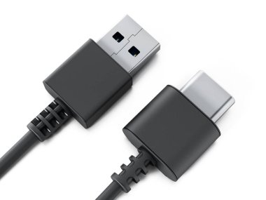 Beyaz arka plan üzerinde izole Usb tip C ve Usb 3.0 kabloları. 3D çizim