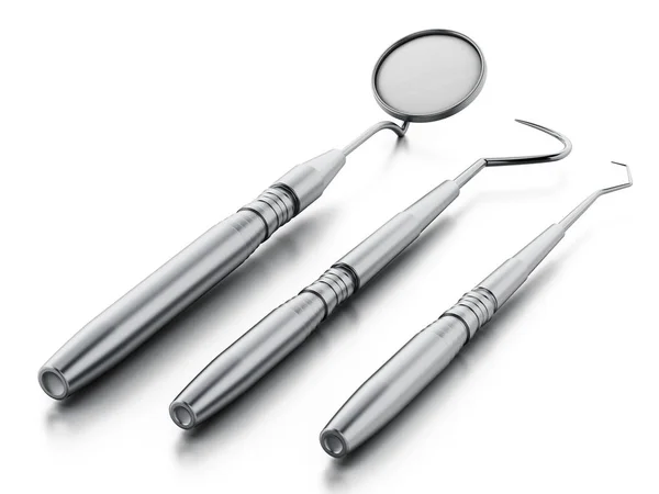 Professional dentist tools isolated on white background. 3D illustration — Stock Photo, Image