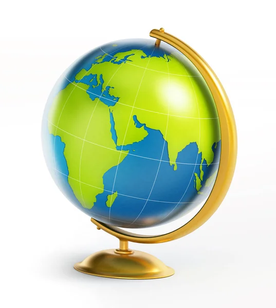 Modré a zelené globe izolovaných na bílém pozadí. 3D obrázek — Stock fotografie