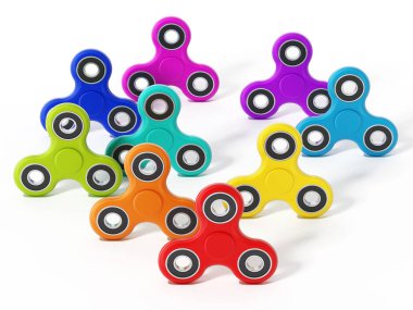 Beyaz arka plan üzerinde izole spinners kıpır. 3D çizim