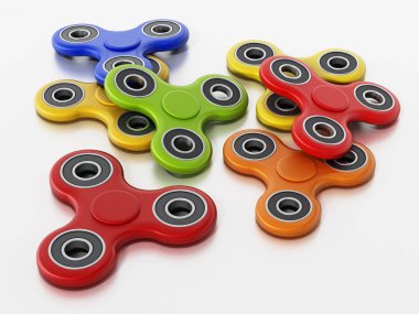 Beyaz arka plan üzerinde izole spinners kıpır. 3D çizim