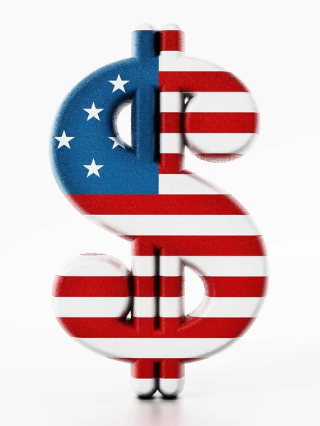 Signo de dólar mapeado con textura de bandera americana. Ilustración 3D — Foto de Stock