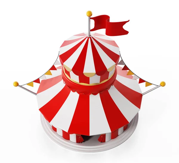 Circustent geïsoleerd op een witte achtergrond. 3D illustratie — Stockfoto