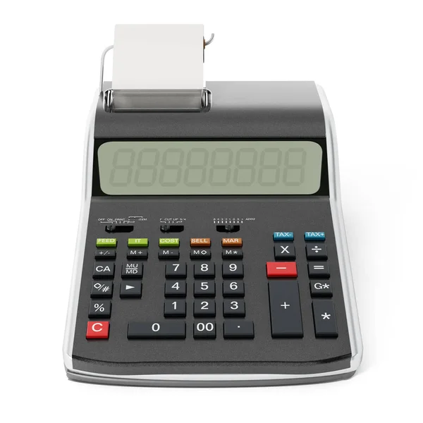 Calculadora de impressão isolada em fundo branco.3 ilustração D — Fotografia de Stock