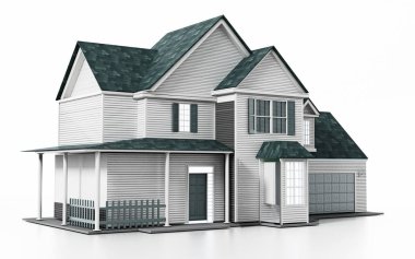 Beyaz arka plan üzerinde izole lüks modern ev. 3D çizim