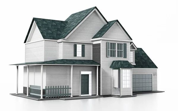 Beyaz arka plan üzerinde izole lüks modern ev. 3D çizim