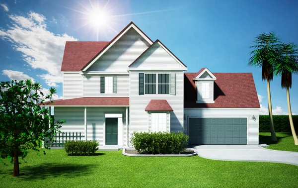 Modern ve lüks evi. 3D çizim