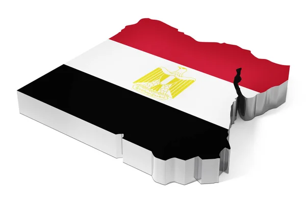 Egypy kaart bedekt met vlag textuur. 3D illustratie — Stockfoto